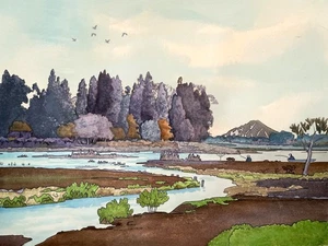 1000 piece puzzle of a modified Japanese woodcut print by artist John Shimmin - Picture 1 of 2