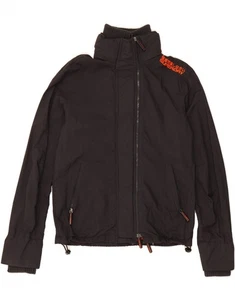 SUPERDRY Mens Rain Jacket UK 38 Medium Black Nylon CU05 - Picture 1 of 3