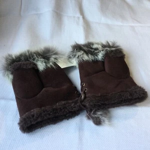 JAYLEY Fur Trim Fingerless Gloves One Size - New - Picture 1 of 6