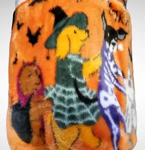 New Halloween Dogs Plush Throw Orange Fleece Puppy Costume Skeleton Bats Bones - Picture 1 of 5