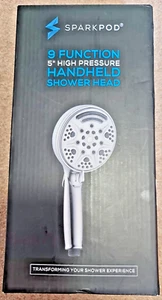 Sparkpod 5" Shower Head Polished Chrome Tone, 9 Spray Functions - Picture 1 of 7