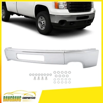 Barra frontal de parachoques cromada con orificio de luz antiniebla para GMC Sierra 2500HD 3500HD 11-14 Foto 1 de 4