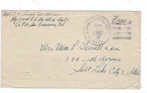 1947 APO #6, KOREA, WWII FREE to Salt Lake City - Picture 1 of 1