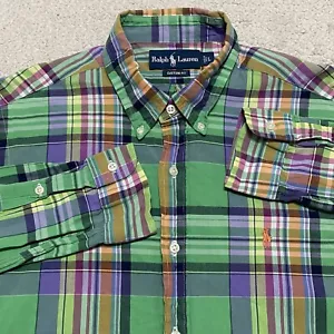 Vintage Polo Ralph Lauren Shirt Mens L Plaid Multicolored Custom Fit Long Sleeve - Picture 1 of 7