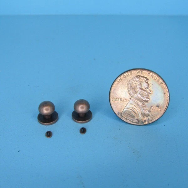 Dollhouse Miniature Bronze Round Door Knob with Keyhole Set of 2 CLA05609 - Image 1 of 1