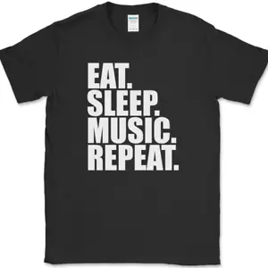 Eat Sleep Music Repeat T-Shirt Funny Sound Musician DJ Band Gift Tee - Picture 1 of 10