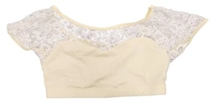 Girls Pale Butter Yellow Lace Crop Dance Top Shirt Stretch Size 8-10 Ballet - Picture 1 of 5