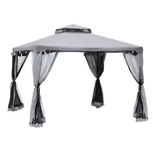 Outsunny 9.6' x 9.6' Patio Gazebo, Outdoor Canopy Shelter with 2-Tier Roof and N - Picture 1 of 8