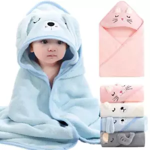 Cartoon Animal Baby Bath Towels Soft Newborn Hooded Blanket Toddler Bathrobe - Picture 1 of 28