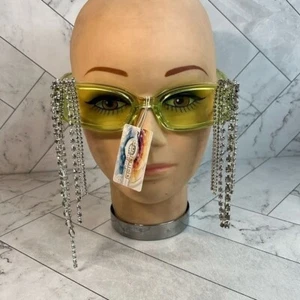NWT Womens Fashion Sunglasses Crystals Bling Retro Green UVA & UVB 400 - Picture 1 of 5