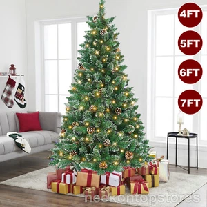 Christmas Tree with Stand Bushy Artificial With Light Pine Decor 4ft 5ft 6ft 7ft - Picture 1 of 24