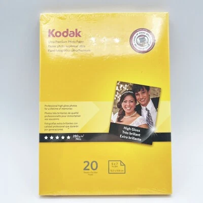 NEW Kodak Ultra Premium Photo Paper 5x7 High Gloss 20 Sheets SEALED 1801711  - Image 1 of 3