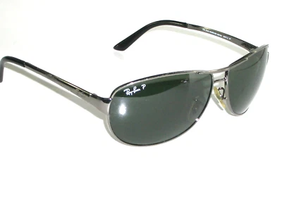 RAY-BAN RB3342 60-12 004/58 3P GUNMETAL POLARIZED GLASS WARRIOR WRAP SUNGLASSES - Image 1 of 4