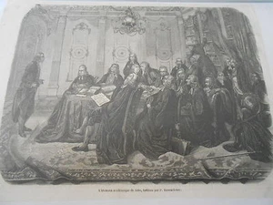 Gravure 1854 L'examen académique de Jobs - Picture 1 of 1