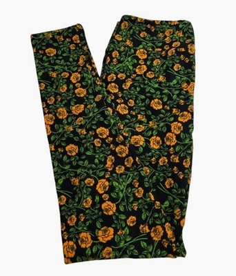 Leggings LuLaRoe OS Talla Única VERDE NARANJA Romántico Flor ROSA FLORALES Hojas Divertidas Foto 1 de 4