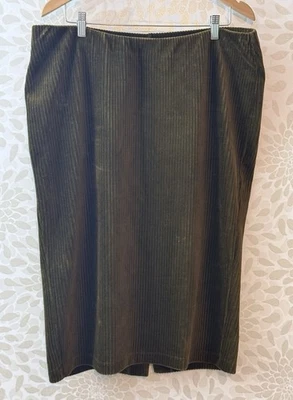 Falda para mujer Jill XL verde oliva suave pana elástica hasta la rodilla Foto 1 de 4