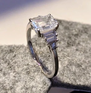 1.5ct, D, VS2 Emerald Cut Diamond Ring, 950 Platinum Set - Picture 1 of 3