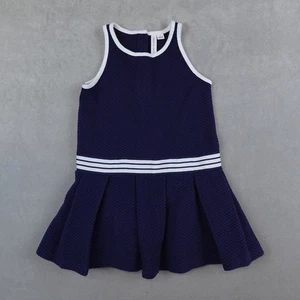 Janie and Jack Dress Pleated Girls Size 5 Navy Blue Button Back - Picture 1 of 7