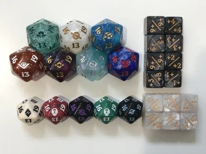 12 mtg spindown dice No Doubles,  7 oversized d20 life counter magic game dice - Picture 1 of 2