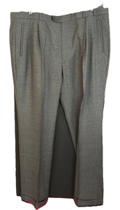 Vtg Greg Peters 42x32 Charcol Gray 100% Wool Pleated Cuffed Mens Dress Pants - Picture 1 of 8
