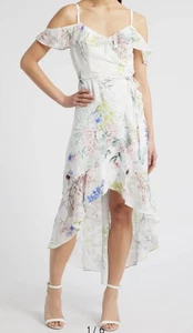 Julia Jordan Blumen Rüschen High-Low Wickelkleid Größe 6 - Bild 1 von 8
