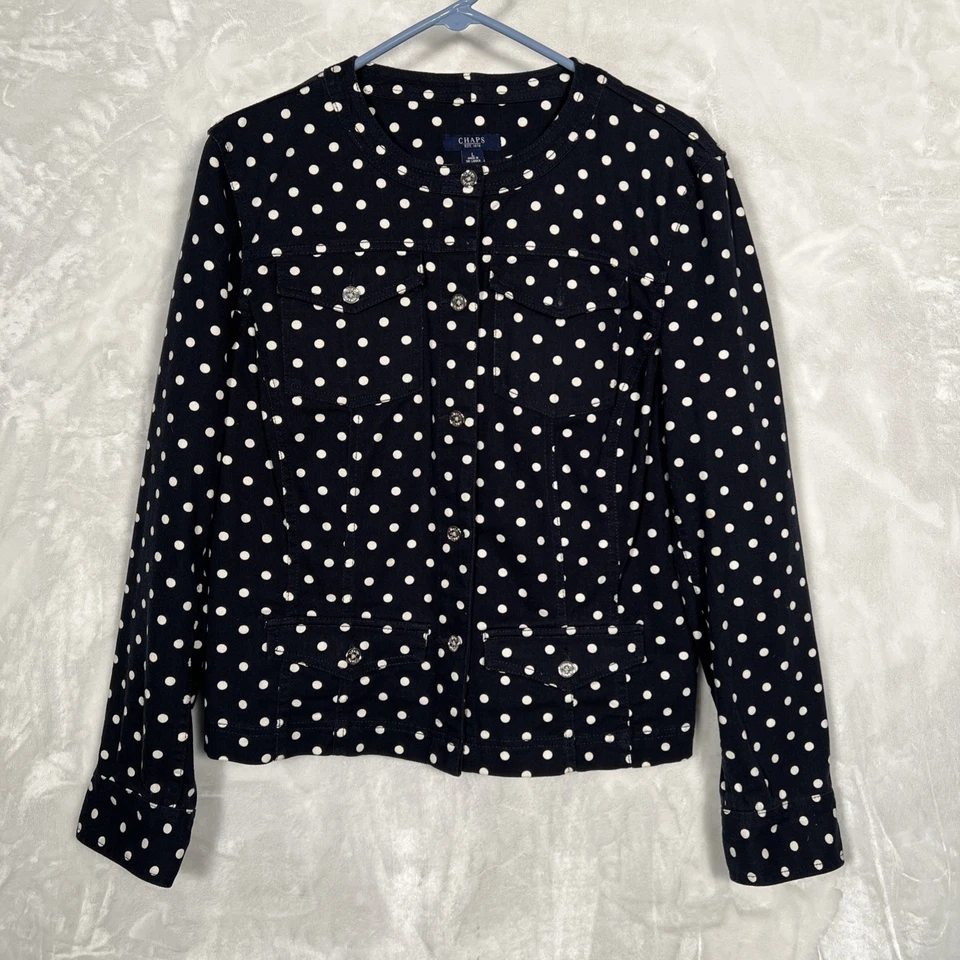 CHAPS RALPH LAUREN 女式大码夹克牛仔波点长袖 — 第 1/4 张图片