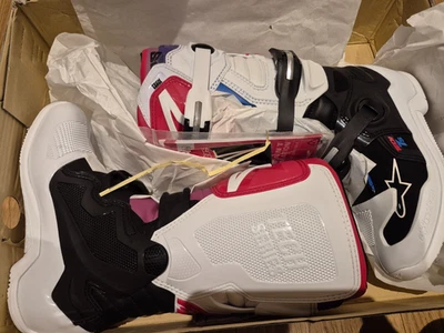 ALPINESTARS Youth Tech 7S MX size US 3 white black rainbow - Image 1 of 4