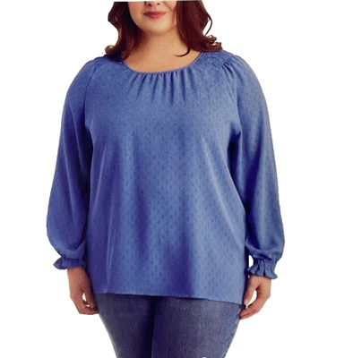 NUEVA Blusa Jessica Simpson XXL Azul Texturizada Manga Larga Gasa Blusa Foto 1 de 4