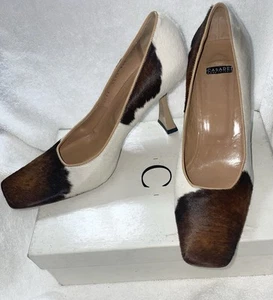 Casadei Cow Print Rodeo Bianco Pumps High Heels Calf Hair Women’s US Size 8.5 - Picture 1 of 18