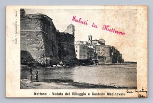 Roma Antigua Italia NETTUNO Castillo Medieval Pueblo Paisaje Marino 1905 - Imagen 1 de 2