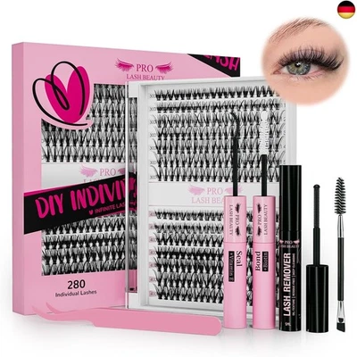 BESUCHE DEN PRO LASHBEAUTY-STORE PRO DIY Wimpernverlängerung Kit, individuelle Wimpern Kit mit 280 Pcs Cluster