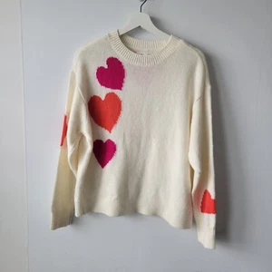 Lou & Grey for loft womens Heart Sweater size M Pullover lightweight oversized - Picture 1 of 7