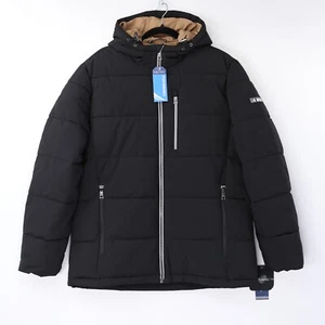 Nautica Mens Quilted Puffer Jacket Stretch Hooded Water Resistant Black Sz NWT - Picture 1 of 54