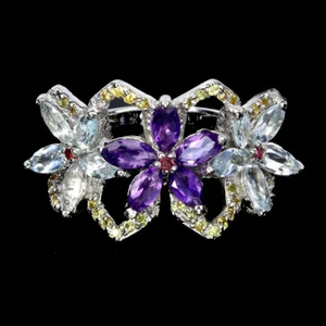 925 Sterling Silver Ring Marquise Amethyst Aquamarine Sapphire Gemstone Jewelry - Picture 1 of 14