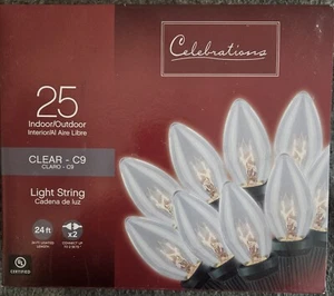 Celebrations 25 Indoor/Outdoor Clear C9 Christmas Light String - Picture 1 of 4