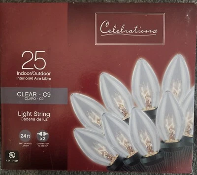 Celebrations 25 Indoor/Outdoor Clear C9 Christmas Light String - Image 1 of 4