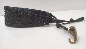 Vintage 80's Ladies Cumberbun Belt Black Beads & Sequins Gold Back Hook Size S/M - Picture 1 of 7