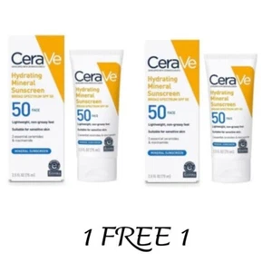 Cerave sunscreen hydrating 100% mineral spf 50 skin care 75 ml. x 2 / Set - Picture 1 of 11