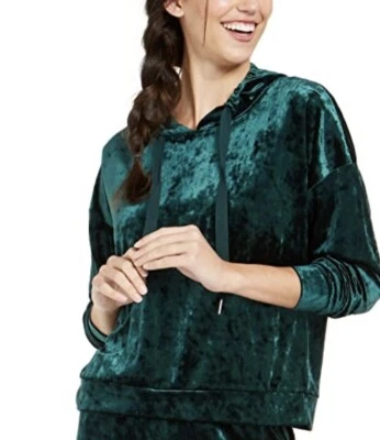 Alfani Mujer Terciopelo Ropa de Salón Mangas Largas Sleep Hoodie en Terciopelo de Pino Talla L Foto 1 de 4