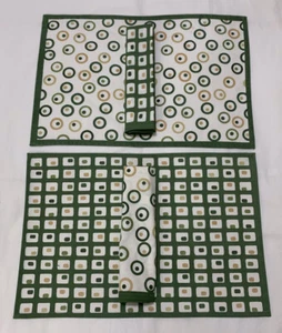 Pomegranate Inc. Green Squares And Circles Placemat & Napkin 100% Cotton NWOT - Picture 1 of 5