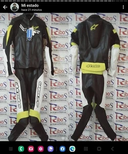 Carreras Traje Motorista de Cuero Hombres Chaqueta de Cuero de Moto Pantalones - Imagen 1 de 8