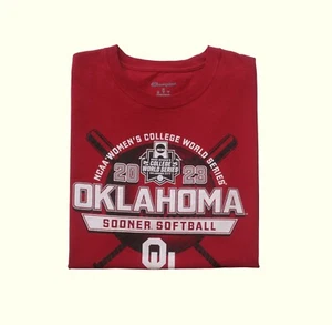 CHAMPION OU SOONERS OKLAHOMA SOFTBALL CHAMPIONSHIP RED T SHIRT Y2K 2023 MEN SZ M - Picture 1 of 5