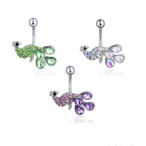 Anillos de bikini de cristal ombligo pavimentado con cristales de pavo real cuerpo sexual - Imagen 1 de 10