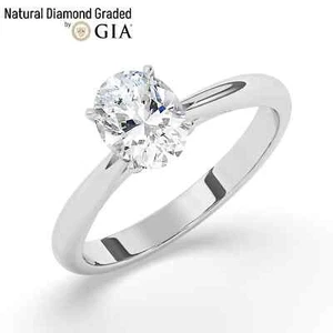 Oval Solitaire Natural Diamond Engagement Ring Platinum 1 Ct G SI1 - Picture 1 of 22