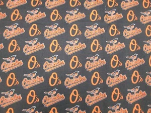 BALTIMORE ORIOLES MLB DESIGN 100% COTTON 1/2 YARD PIECE BRAND NEW BROWN 58" x18" - Picture 1 of 5
