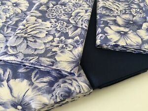 Deluxe Italian 100%Egyptian Cot Percale King Bed Set Sheets Midnight Blue Floral