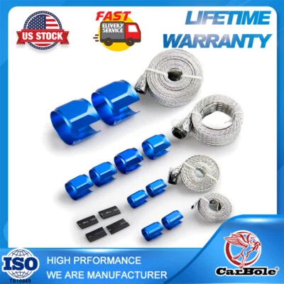 Universal Radiator Hose Sleeving Stainless Steel Braided Dress-Up Hose Cover Kit - Image 1 of 4