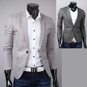 Mens Best Quality Stylish Check Jacket Jumper Blazer Casual Formal Suit Tops M - Picture 1 of 6