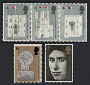 Gran Bretaña Scott #595 - 599 como nuevo nunca montado 1969 Carlos Príncipe de Gales - Imagen 1 de 1