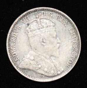 1909 Canadian 5 Cent Silver Key Date .9250 - Picture 1 of 2